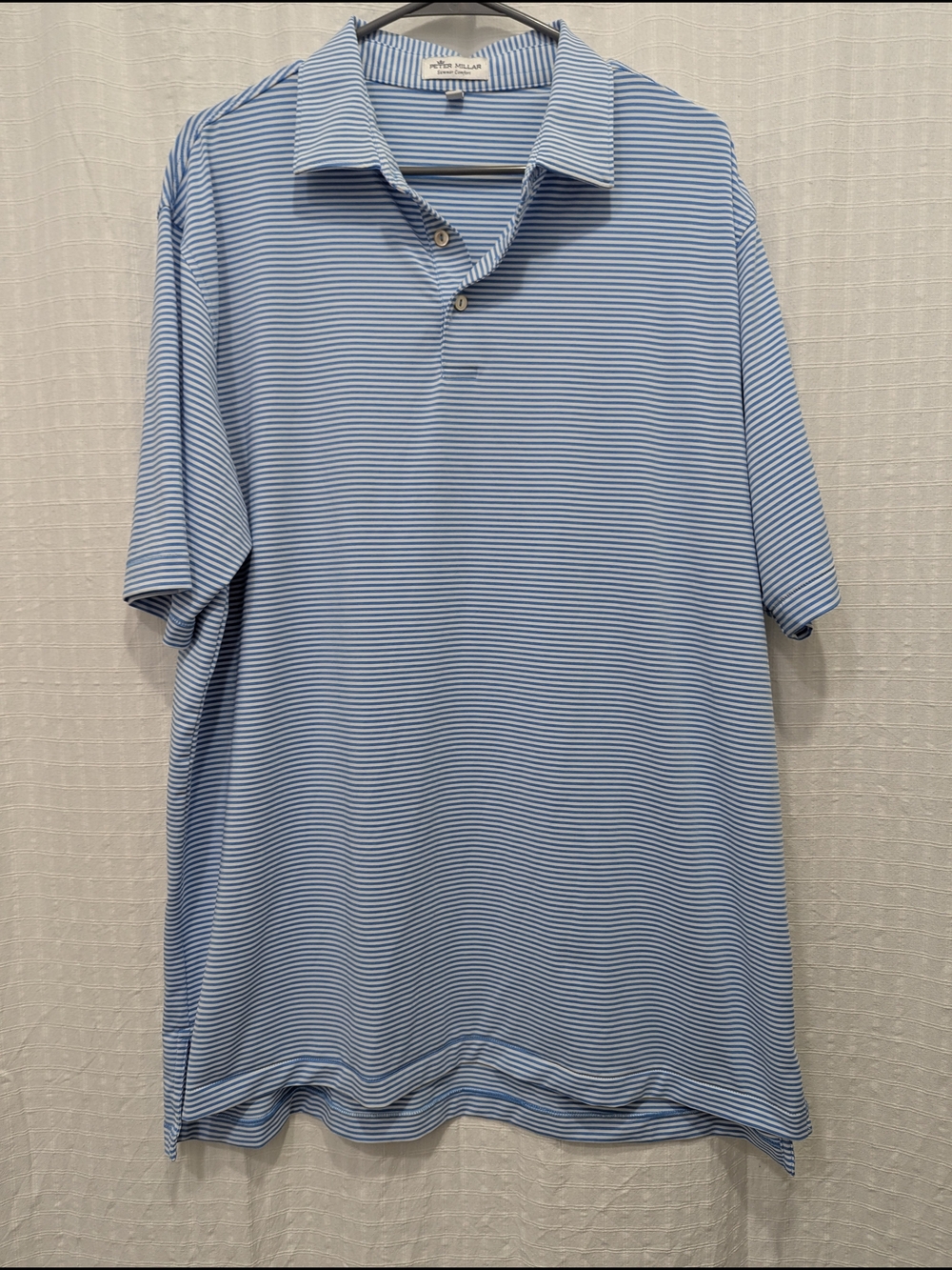 Peter Millar Men’s Light Blue & White Striped Polo/Golf Shirt